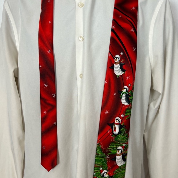 J. Garcia Red Tie with Penguin Design - Picture 4 of 4